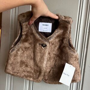 Old Navy 18/24 NEW Brown Faux Fur Kids Vest